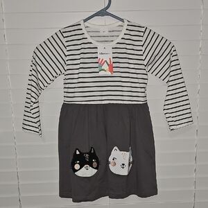 Striped Black and White Cat Dress for Kids